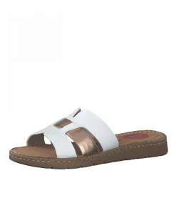Jana Stylish White/Rose Gold Mule Sandals