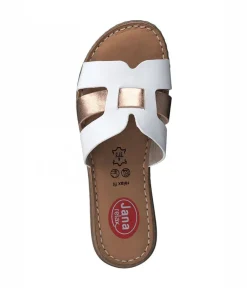 Jana Stylish White/Rose Gold Mule Sandals