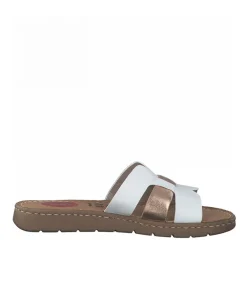 Jana Stylish White/Rose Gold Mule Sandals