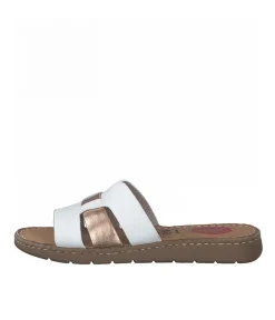 Jana Stylish White/Rose Gold Mule Sandals