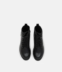 Jana Versatile Black Lace up Ankle Boots