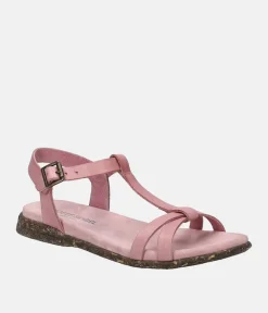 Josef Seibel Pretty Pink T-Strap Leather Sandals