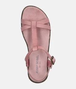 Josef Seibel Pretty Pink T-Strap Leather Sandals