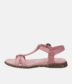 Josef Seibel Pretty Pink T-Strap Leather Sandals