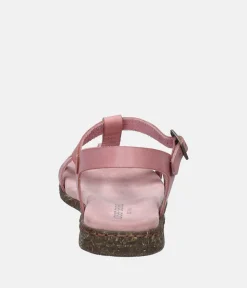 Josef Seibel Pretty Pink T-Strap Leather Sandals