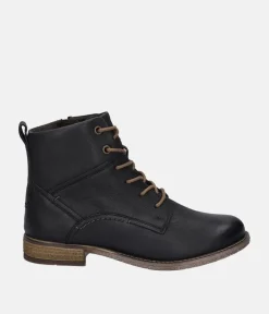 Josef Seibel Smart Black Leather Ankle Boots