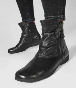 Josef Seibel Stylish Black Leather Slouch Boots