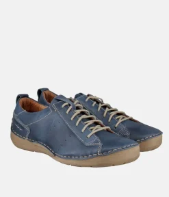 Josef Seibel Stylish Ocean Blue Leather Lace Up Shoe