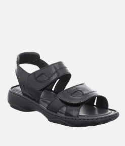 Josef Seibel Versatile Black Leather Walking Sandal