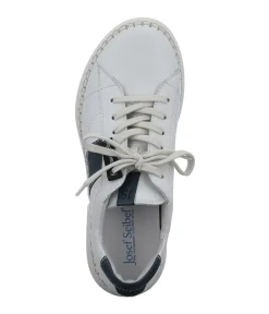 Josef Seibel White/Navy Leather Fashion Trainer
