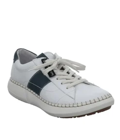 Josef Seibel White/Navy Leather Fashion Trainer