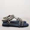 Kennel & Schmenger Premium Navy T-Strap Studded Sandals