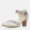 Laura Vita Chic Mary Jane Floral Block Heels