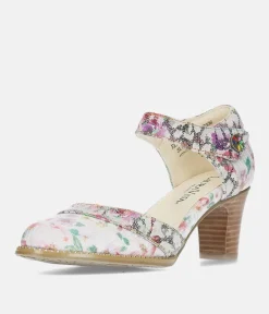 Laura Vita Chic Mary Jane Floral Block Heels