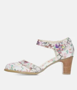 Laura Vita Chic Mary Jane Floral Block Heels
