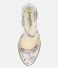 Laura Vita Chic Mary Jane Floral Block Heels