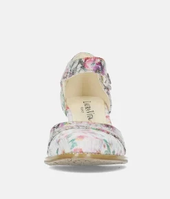 Laura Vita Chic Mary Jane Floral Block Heels