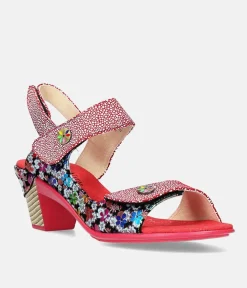 Laura Vita Cute Red Block Heel Sandals