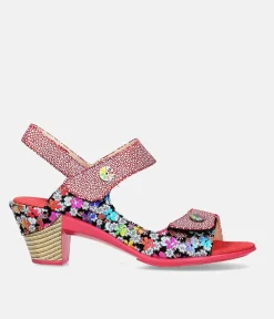 Laura Vita Cute Red Block Heel Sandals