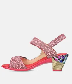 Laura Vita Cute Red Block Heel Sandals