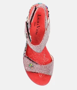 Laura Vita Cute Red Block Heel Sandals
