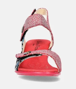 Laura Vita Cute Red Block Heel Sandals