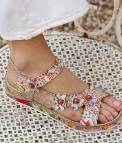 Laura Vita Cute Rose Gold Multi Sandals