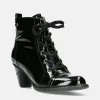 Laura Vita Dressy Black Patent Ankle Boots