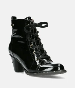 Laura Vita Dressy Black Patent Ankle Boots