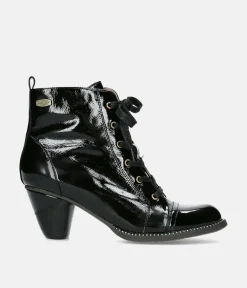 Laura Vita Dressy Black Patent Ankle Boots