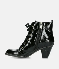 Laura Vita Dressy Black Patent Ankle Boots