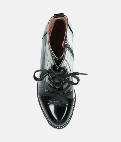Laura Vita Dressy Black Patent Ankle Boots