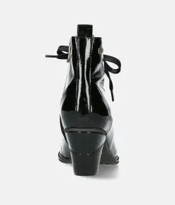 Laura Vita Dressy Black Patent Ankle Boots