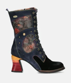 Laura Vita Fabulous Navy Multi Midi Boots