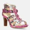 Laura Vita Fabulous Pink Block Heel Sandals
