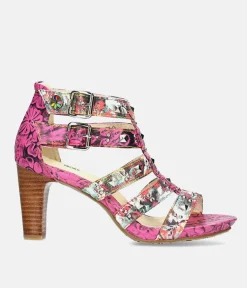 Laura Vita Fabulous Pink Block Heel Sandals