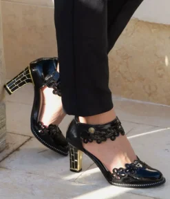 Laura Vita Glamourous Black Mary Jane Style Shoes