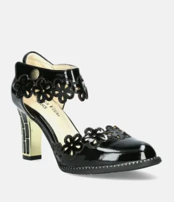 Laura Vita Glamourous Black Mary Jane Style Shoes
