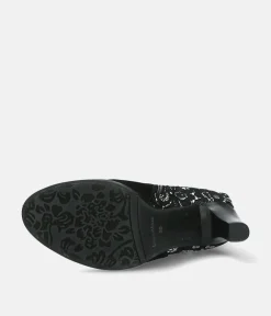 Laura Vita Glamourous Long Black Lacy Suede Boots