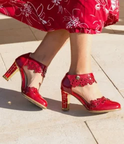 Laura Vita Glamourous Red Mary Jane Style Shoes