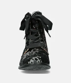 Laura Vita Gorgeous Black Floral Ankle Boots