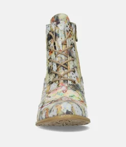 Laura Vita Pretty Beige Multi Colour Ankle Boots