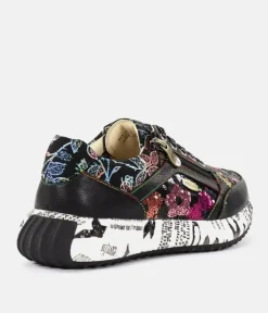 Laura Vita Pretty Black Floral Fashion Trainer
