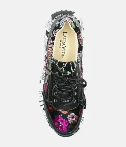 Laura Vita Pretty Black Floral Fashion Trainer