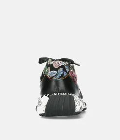 Laura Vita Pretty Black Floral Fashion Trainer