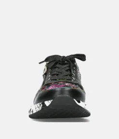 Laura Vita Pretty Black Floral Fashion Trainer