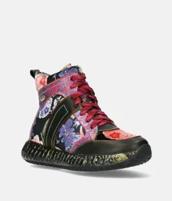 Laura Vita Pretty Black Multi Colour Hi Top Fashion Trainer