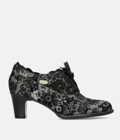 Laura Vita Pretty Black Midi Heel Lace Up Shoes