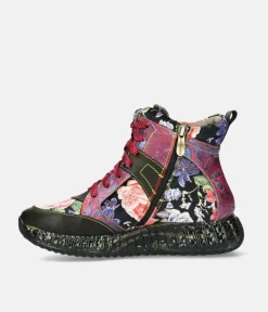 Laura Vita Pretty Black Multi Colour Hi Top Fashion Trainer