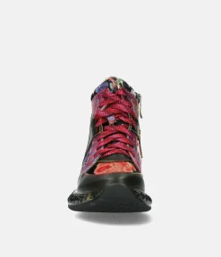 Laura Vita Pretty Black Multi Colour Hi Top Fashion Trainer
